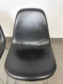 Authentic vintage Herman Miller Eames fibreglass shell chairs with leather cover view 5