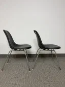 Authentic vintage Herman Miller Eames fibreglass shell chairs with leather cover view 6