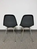 Authentic vintage Herman Miller Eames fibreglass shell chairs with leather cover view 7