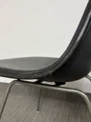 Authentic vintage Herman Miller Eames fibreglass shell chairs with leather cover view 10